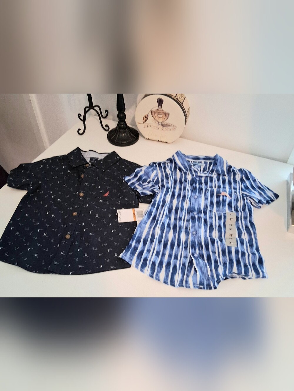 2 Short Sleeve Boys Collared Button Down Shirts Sz 3T NWT See Description